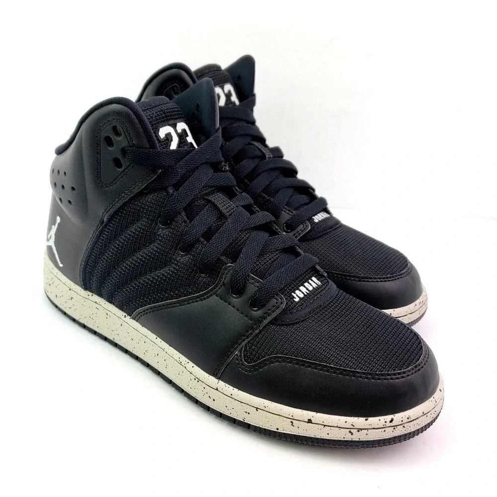 Nike Jordan 1 Flight 4 Prem BG Boys Sz 7Y Womens Sz 8.5 Black Pure Platinum Shoe